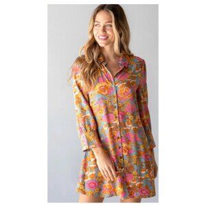 Natural Life Floral Button-Up Mini Dress